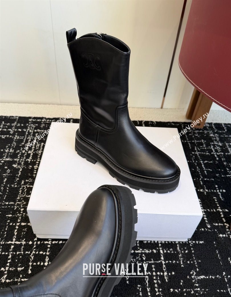 Celine Black Calfskin Leather Ankle Boots 4.5cm 2025 CE1209021 (SS-251209061)
