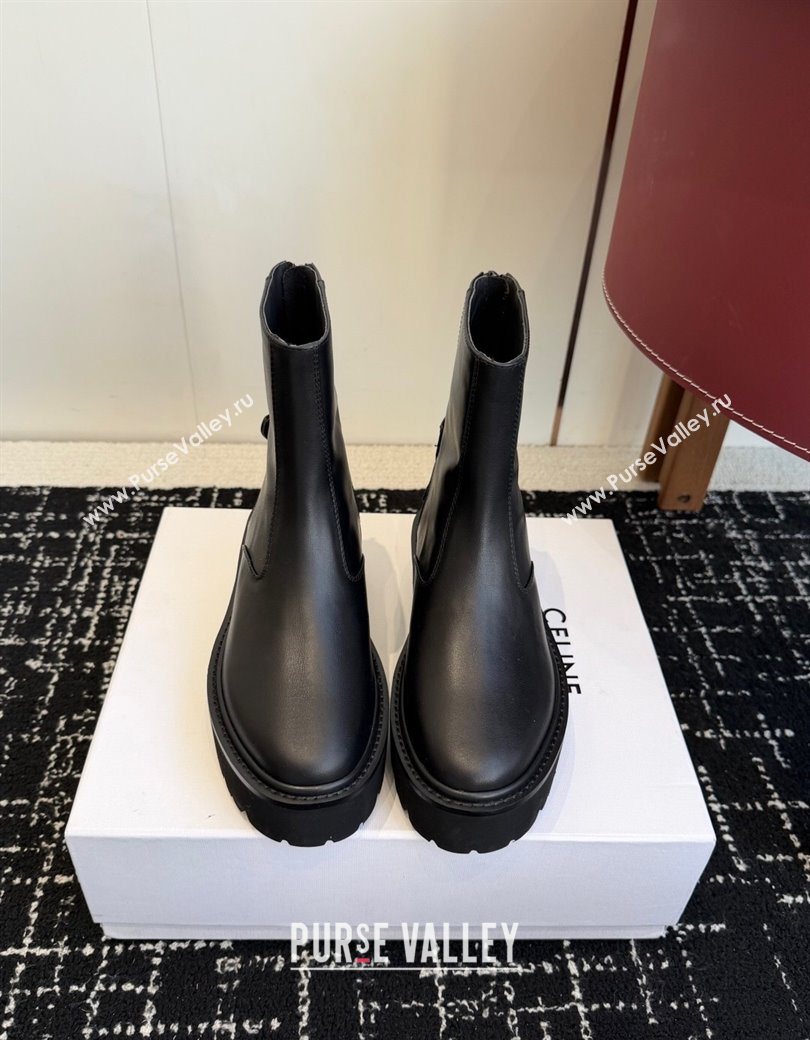 Celine Black Calfskin Leather Ankle Boots 4.5cm with Strap 2025 CE1209025 (SS-251209065)
