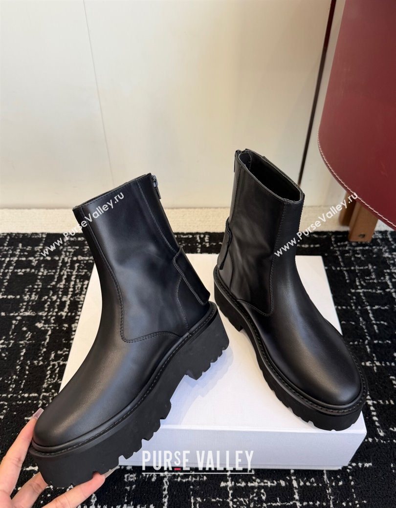 Celine Black Calfskin Leather Ankle Boots 4.5cm with Strap 2025 CE1209025 (SS-251209065)