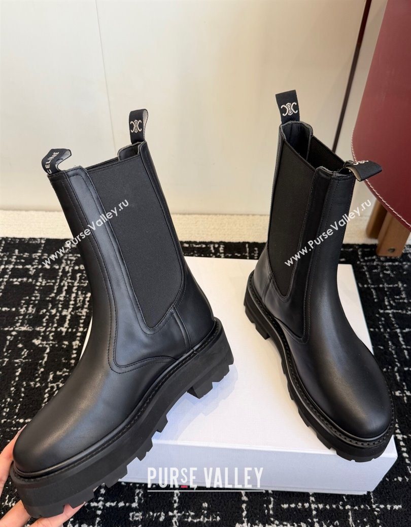 Celine Black Calfskin Leather Ankle Boots 4.5cm with Buckle 2025 CE1209023 (SS-251209063)