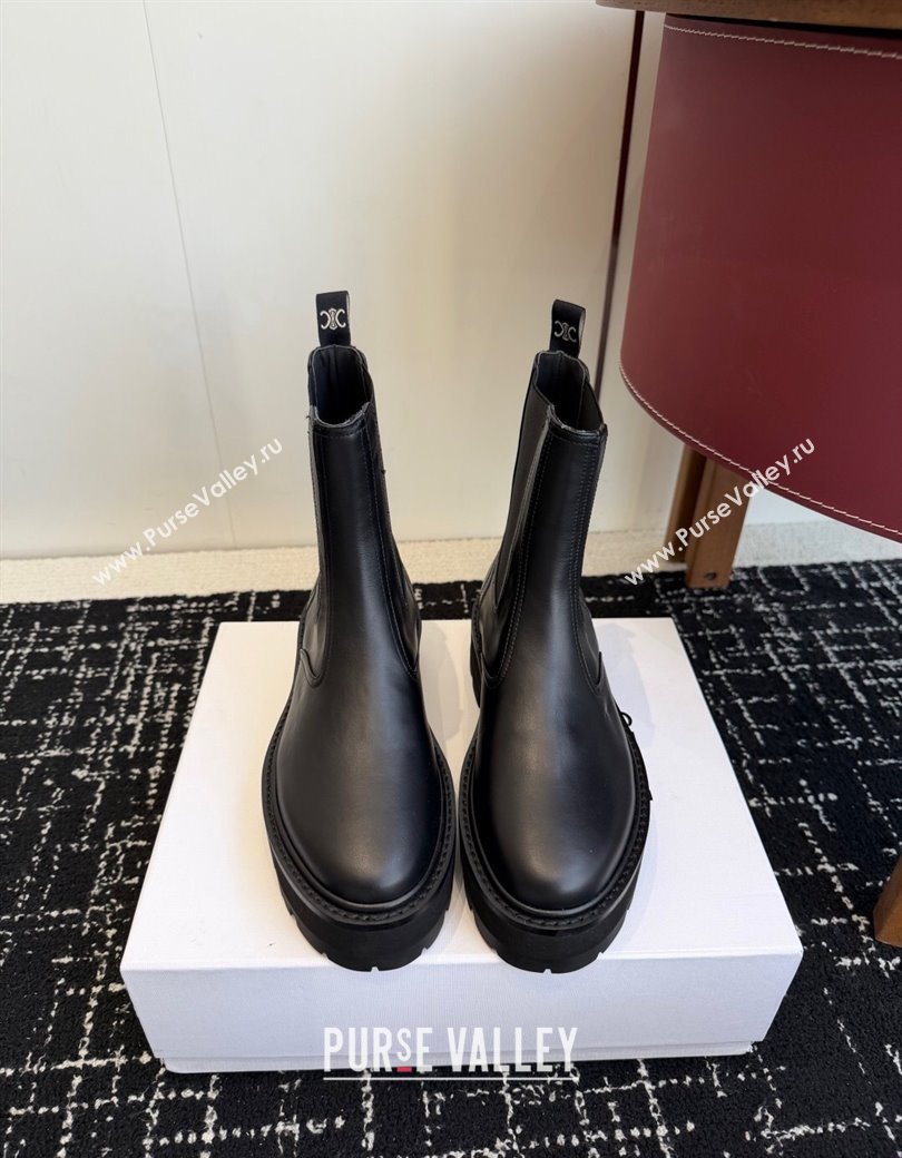 Celine Black Calfskin Leather Ankle Boots 4.5cm 2025 CE1209026 (SS-251209066)