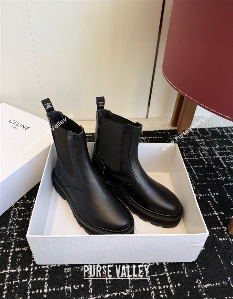 Celine Black Calfskin Leather Ankle Boots 4.5cm 2025 CE1209026 (SS-251209066)