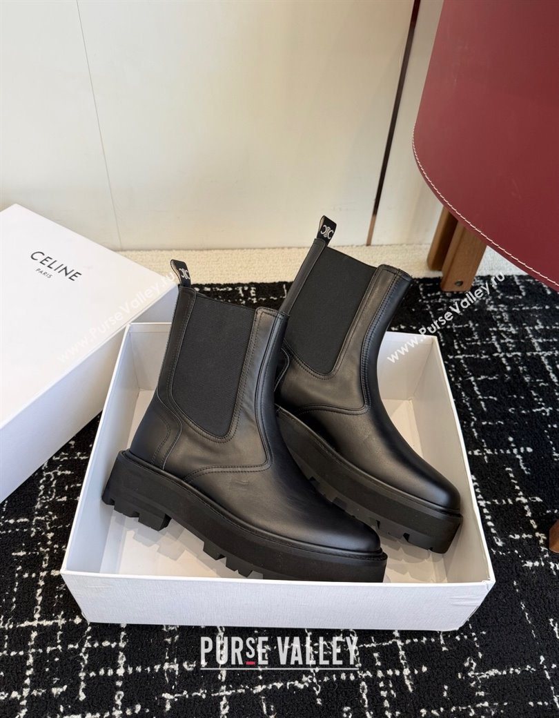 Celine Black Calfskin Leather Ankle Boots 4.5cm 2025 CE1209026 (SS-251209066)