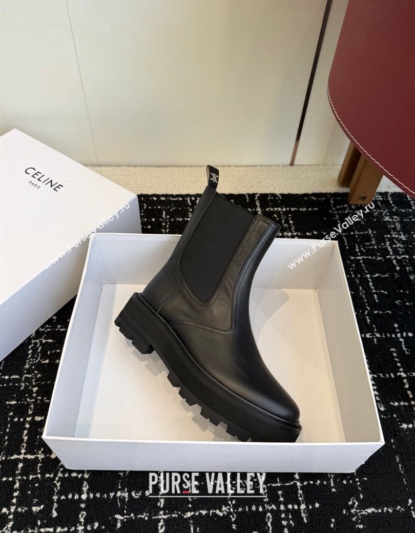 Celine Black Calfskin Leather Ankle Boots 4.5cm 2025 CE1209026 (SS-251209066)