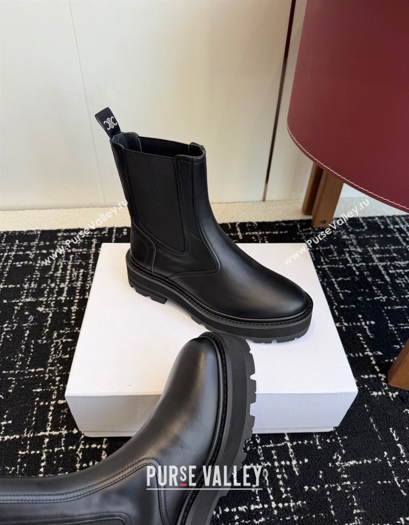 Celine Black Calfskin Leather Ankle Boots 4.5cm 2025 CE1209026 (SS-251209066)