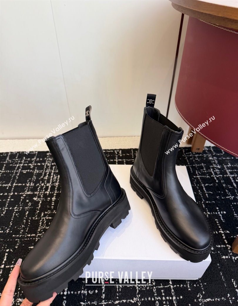 Celine Black Calfskin Leather Ankle Boots 4.5cm 2025 CE1209026 (SS-251209066)