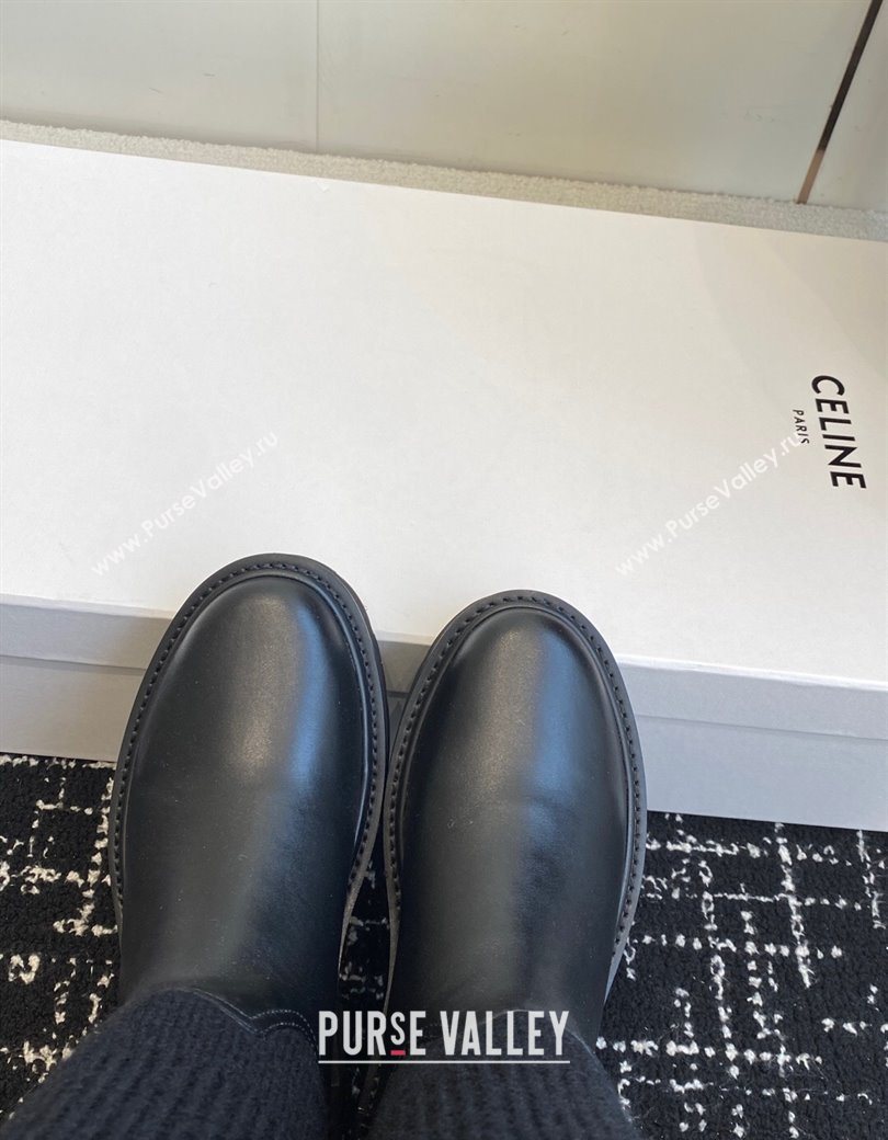 Celine Calfskin Leather and Knit Ankle Boots 4.5cm Black 2025 CE082605 (SS-251209070)