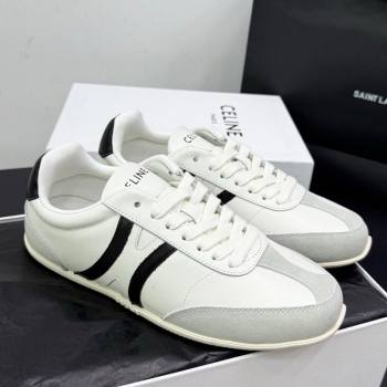 Celine Jogger Low Laced-up Sneakers in Calfskin Leather and Suede White/Black 2025 1209 (KER-251209071)