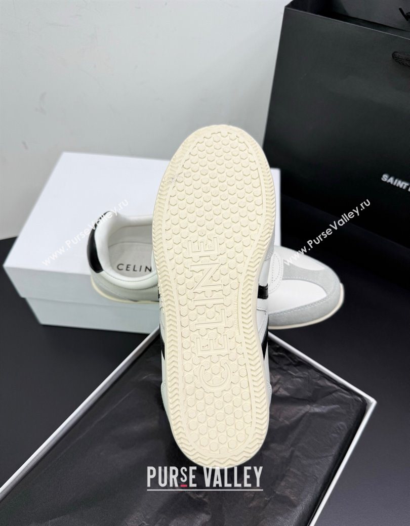 Celine Jogger Low Laced-up Sneakers in Calfskin Leather and Suede White/Black 2025 1209 (KER-251209071)