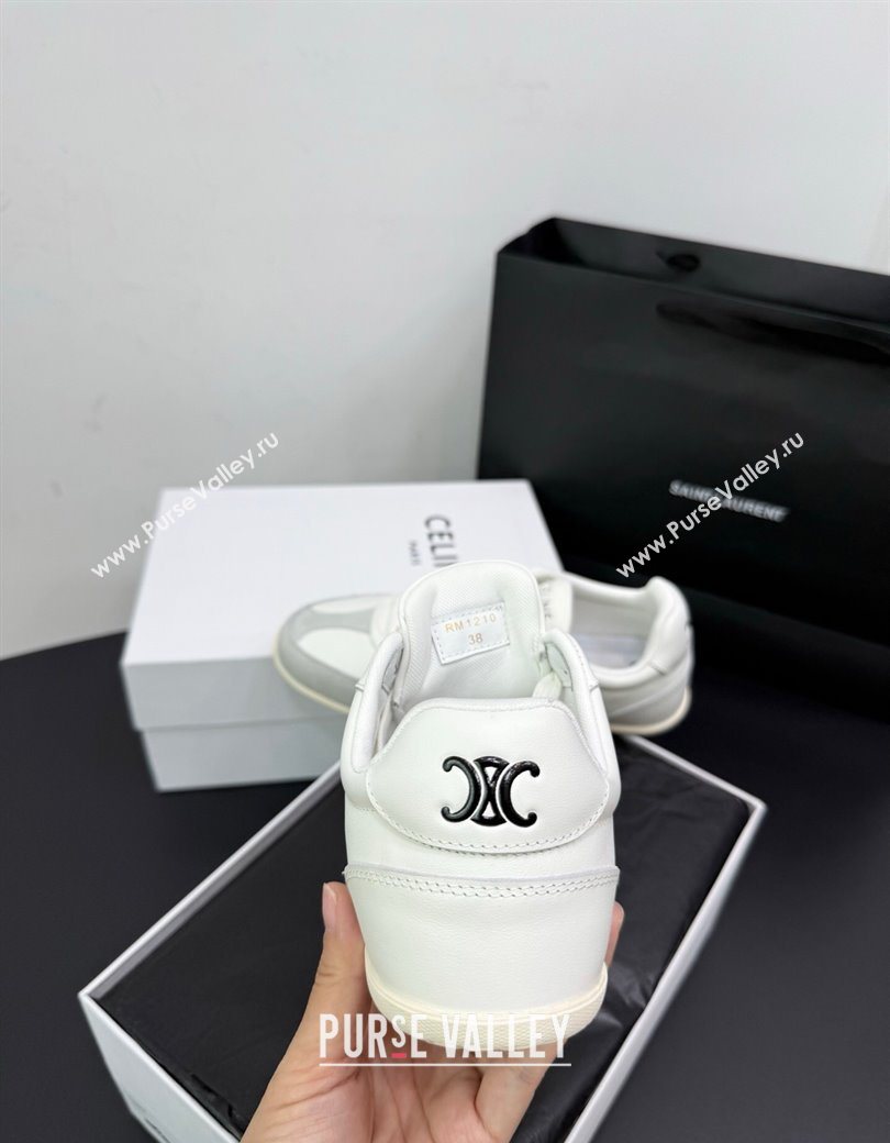 Celine Jogger Low Laced-up Sneakers in Calfskin Leather and Suede White2 2025 1209 (KER-251209072)