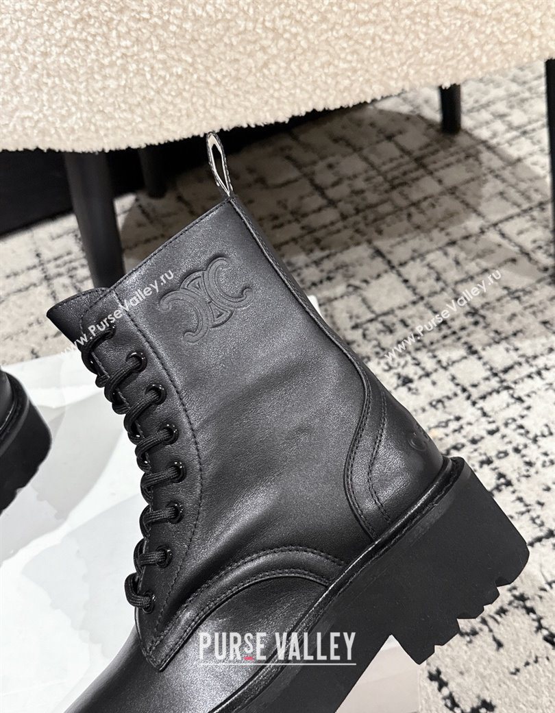 Celine Black Calfskin Leather Ankle Boots with Studded Letters 2025 CE1209027 (MD-251209067)