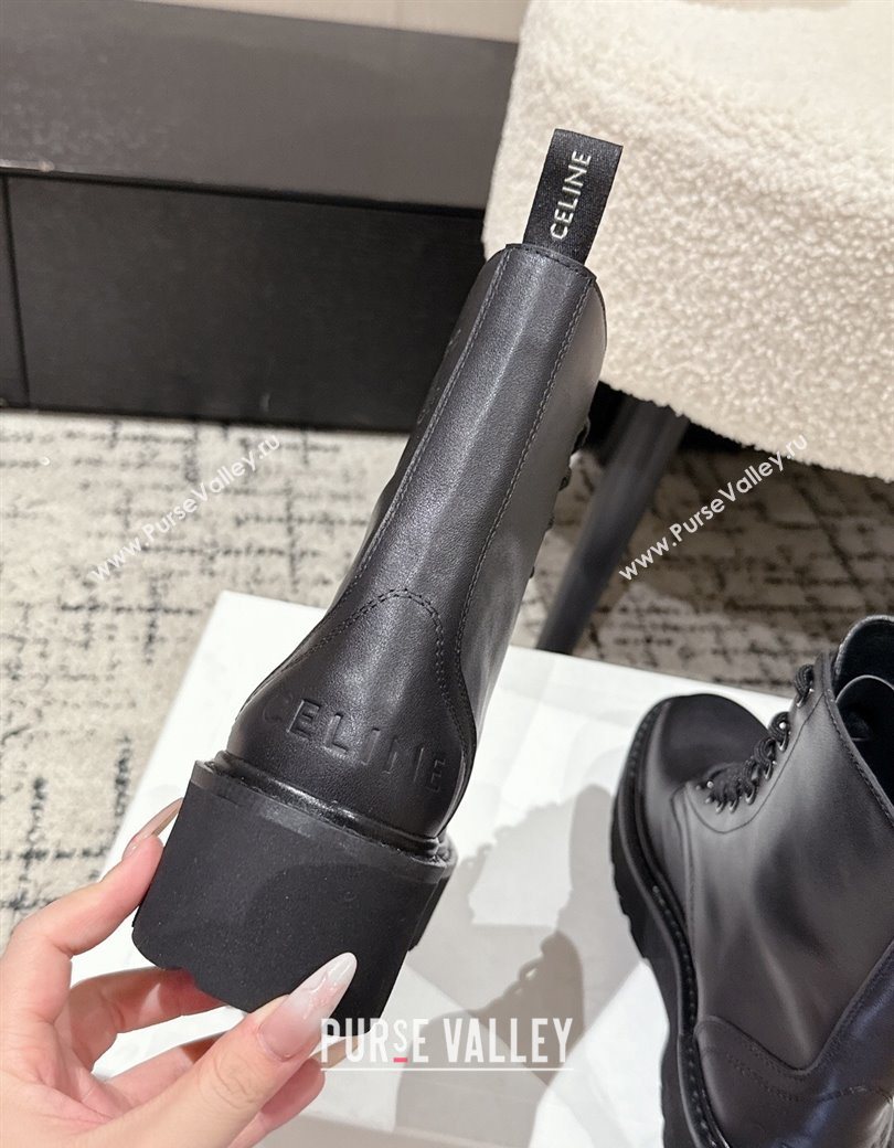 Celine Black Calfskin Leather Ankle Boots with Studded Letters 2025 CE1209027 (MD-251209067)