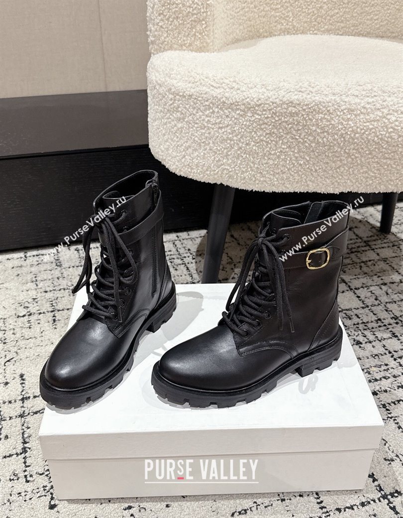 Celine Black Calfskin Leather Ankle Boots with Buckle 2025 CE1209028 (MD-251209068)