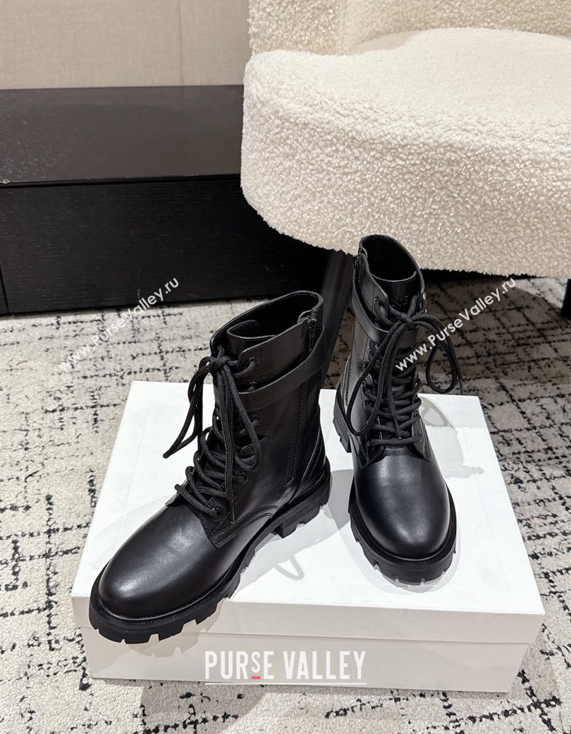 Celine Black Calfskin Leather Ankle Boots with Buckle 2025 CE1209028 (MD-251209068)