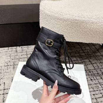 Celine Black Calfskin Leather Ankle Boots with Buckle 2025 CE1209028 (MD-251209068)