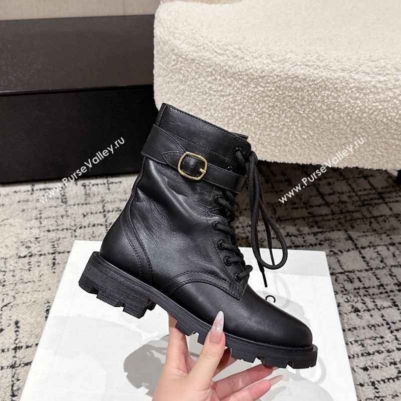 Celine Black Calfskin Leather Ankle Boots with Buckle 2025 CE1209028 (MD-251209068)