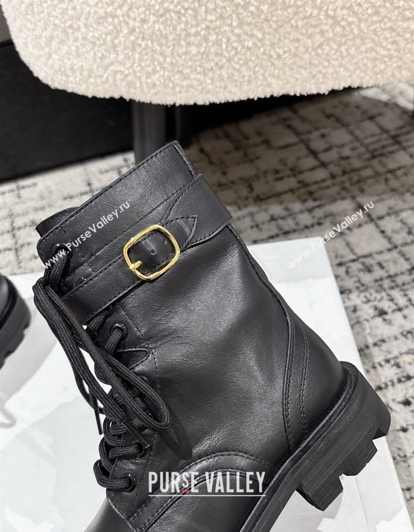 Celine Black Calfskin Leather Ankle Boots with Buckle 2025 CE1209028 (MD-251209068)