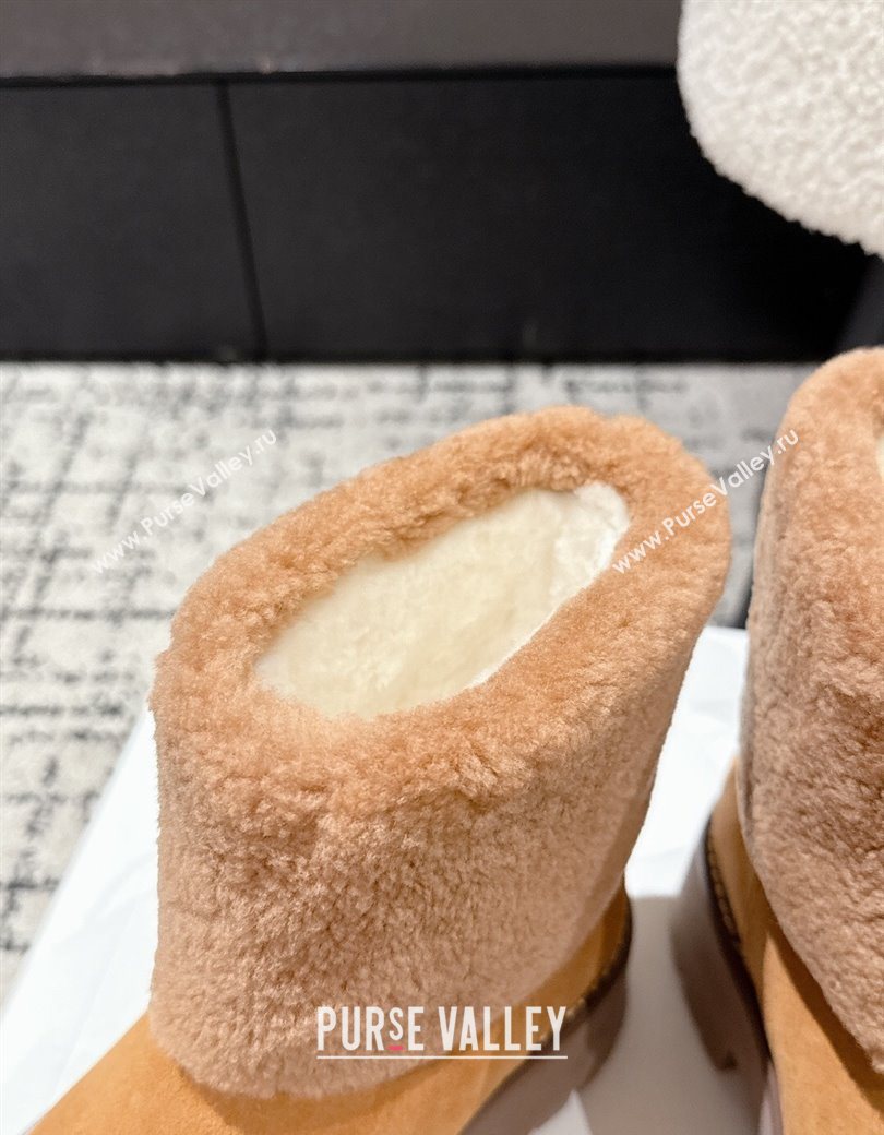 Celine Suede and Shealing Ankle Boots with Bow Brown 2025 CE120901 (MD-251209059)