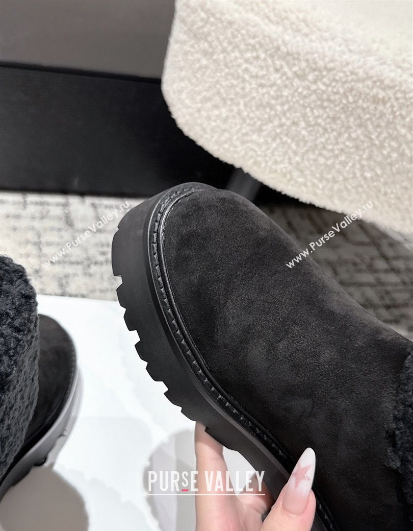 Celine Suede and Shealing Ankle Boots with Bow Black 2025 CE120901 (MD-251209060)