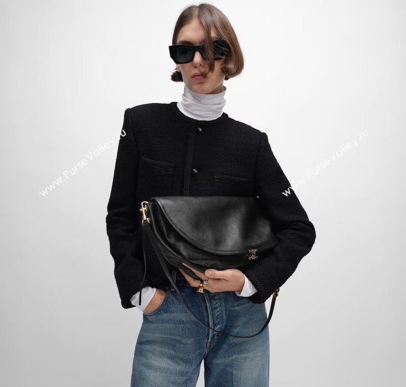 Celine Halfmoon Soft Triomphe Bag in Supple Shiny Lambskin 124142 Burgundy 2025 (BL-260121010)