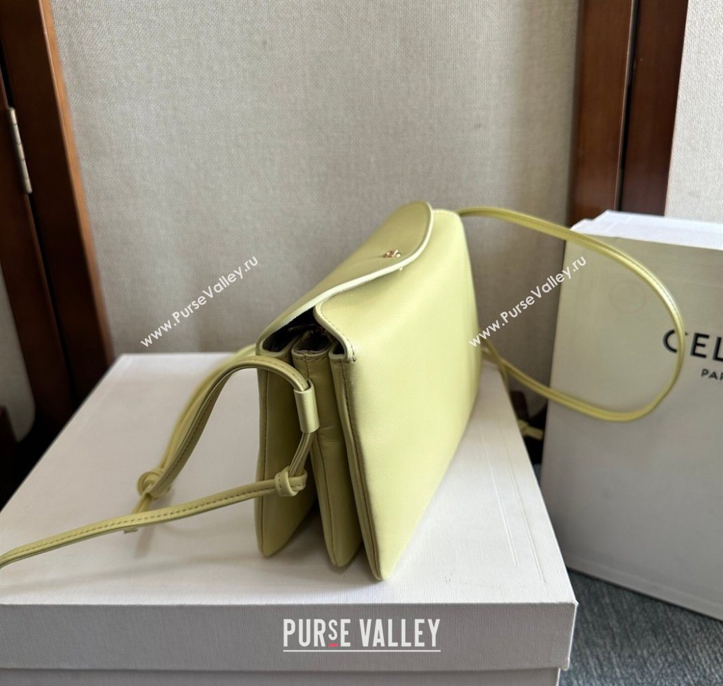 Celine Trio Flap Bag in Smooth Lambskin Leather Citrus Yellow 2026 10P862 (BL-260121005)