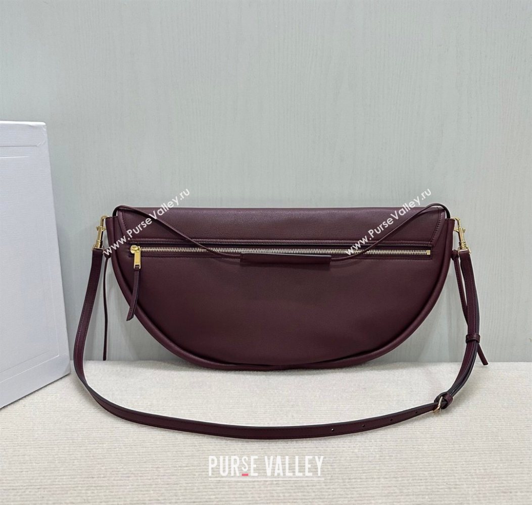 Celine Halfmoon Soft Triomphe Bag in Supple Shiny Lambskin 124142 Burgundy 2025 (BL-260121010)