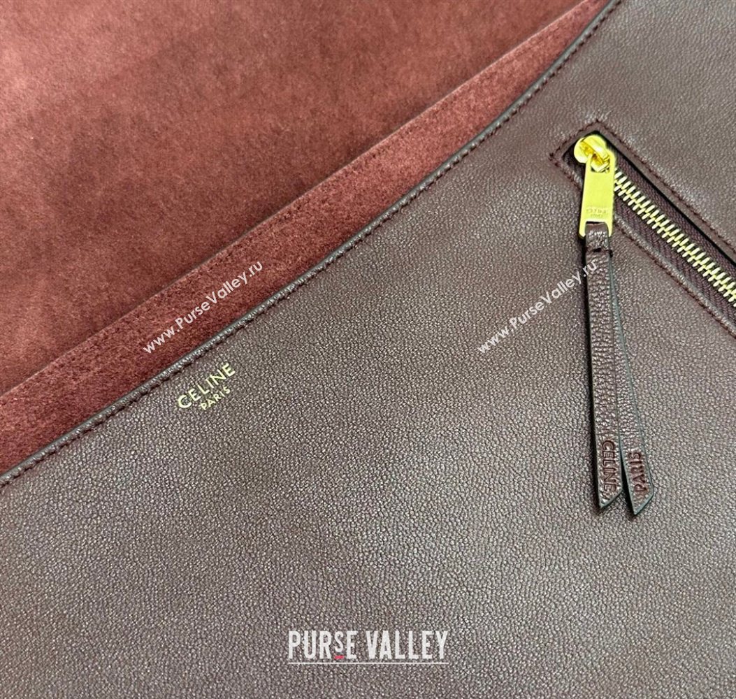 Celine Halfmoon Soft Triomphe Bag in Supple Shiny Lambskin 124142 Burgundy 2025 (BL-260121010)