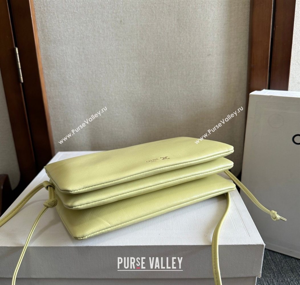 Celine Trio Flap Bag in Smooth Lambskin Leather Citrus Yellow 2026 10P862 (BL-260121005)