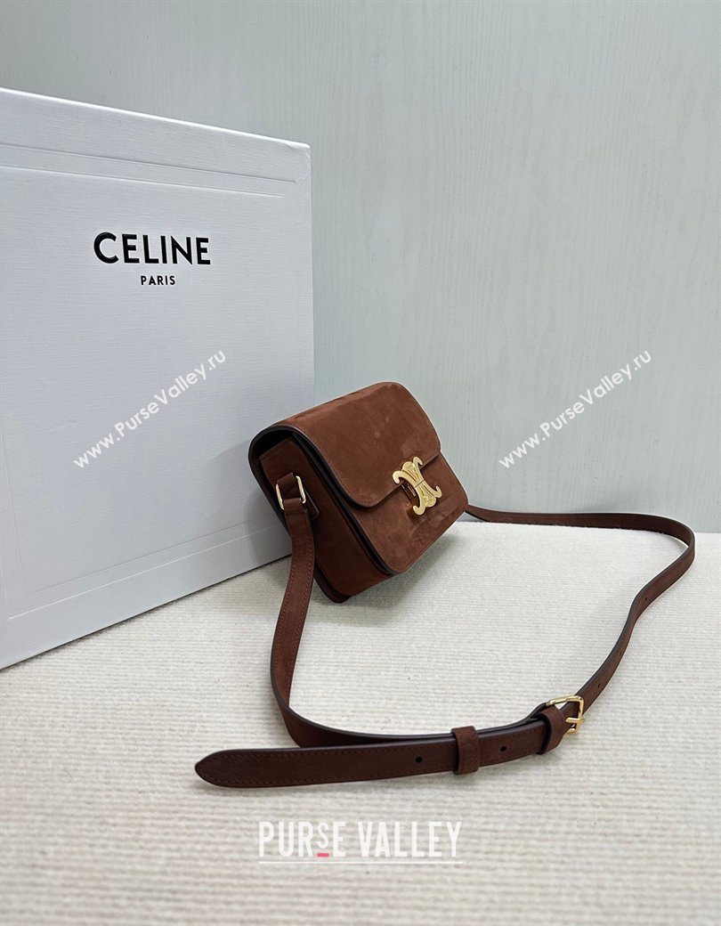 Celine Teen Triomphe Mini Bag in Grained Nubuck Chestnut Brown 188423 2026 (BL-260121015)