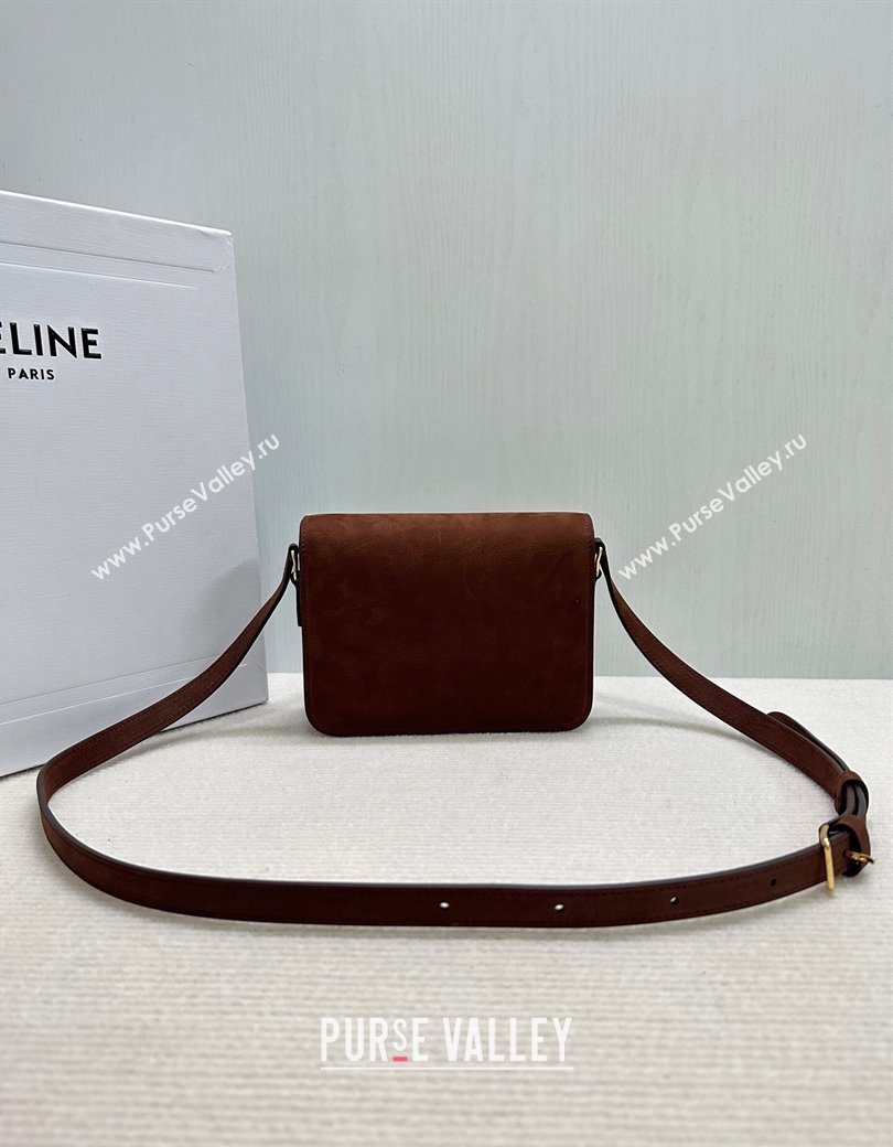 Celine Teen Triomphe Mini Bag in Grained Nubuck Chestnut Brown 188423 2026 (BL-260121015)