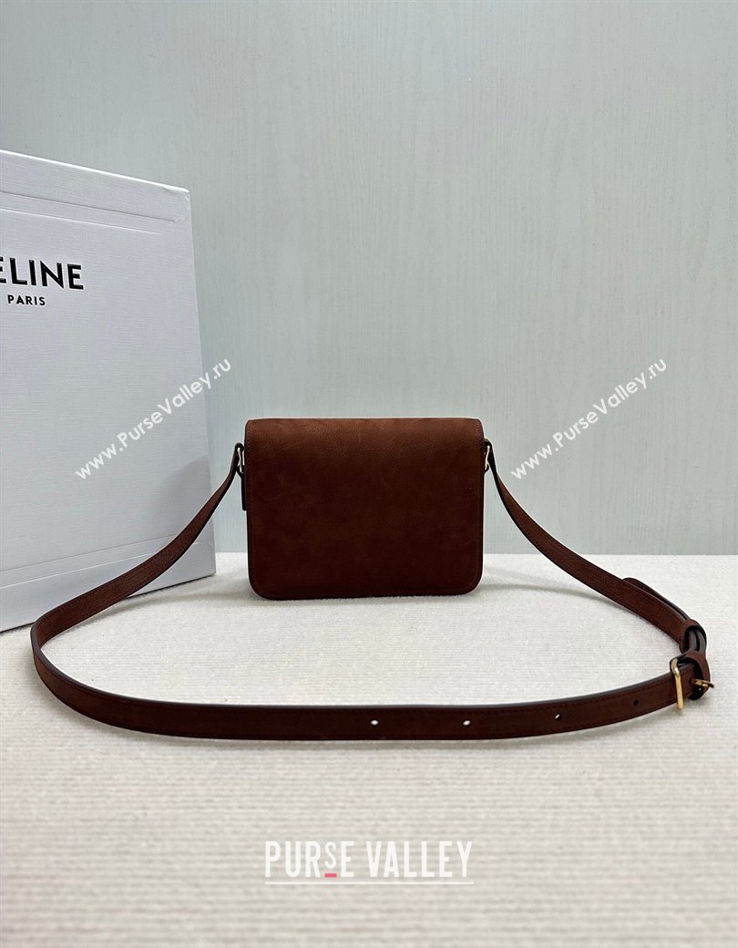 Celine Teen Triomphe Mini Bag in Grained Nubuck Chestnut Brown 188423 2026 (BL-260121015)