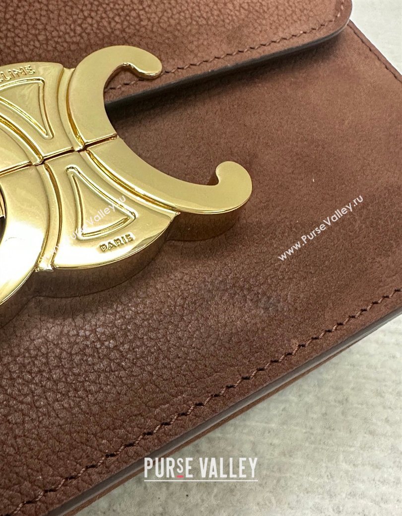 Celine Teen Triomphe Mini Bag in Grained Nubuck Chestnut Brown 188423 2026 (BL-260121015)