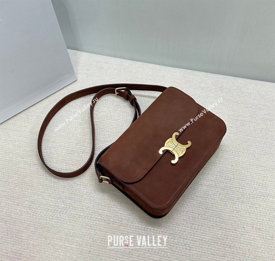 Celine Classique Triomphe Bag in Grained Nubuck Chestnut Brown 187366 2026 (BL-260121035)