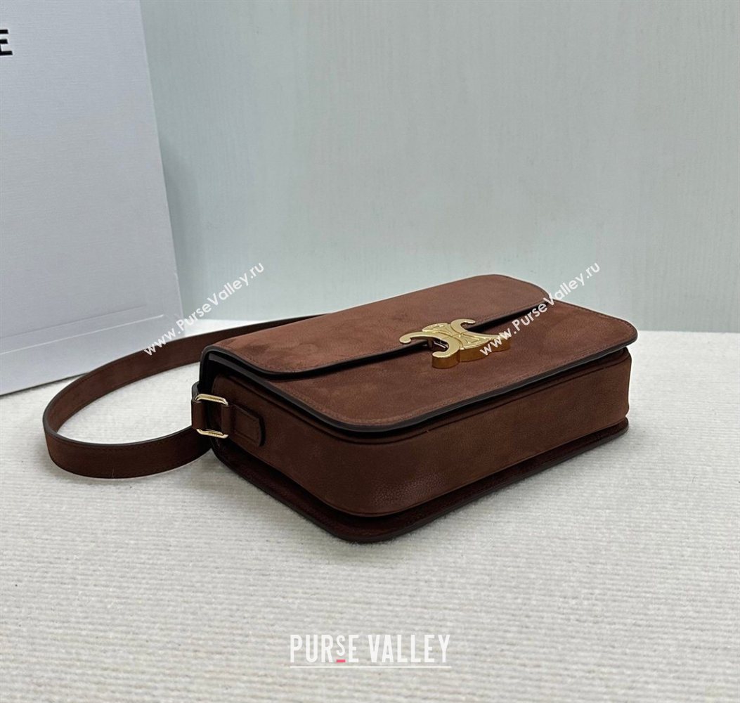 Celine Classique Triomphe Bag in Grained Nubuck Chestnut Brown 187366 2026 (BL-260121035)