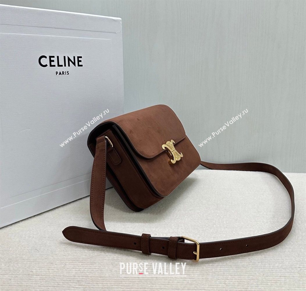 Celine Classique Triomphe Bag in Grained Nubuck Chestnut Brown 187366 2026 (BL-260121035)