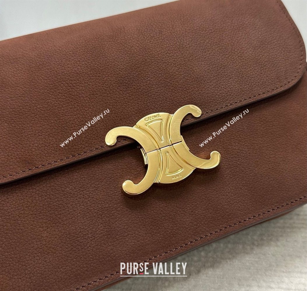Celine Classique Triomphe Bag in Grained Nubuck Chestnut Brown 187366 2026 (BL-260121035)
