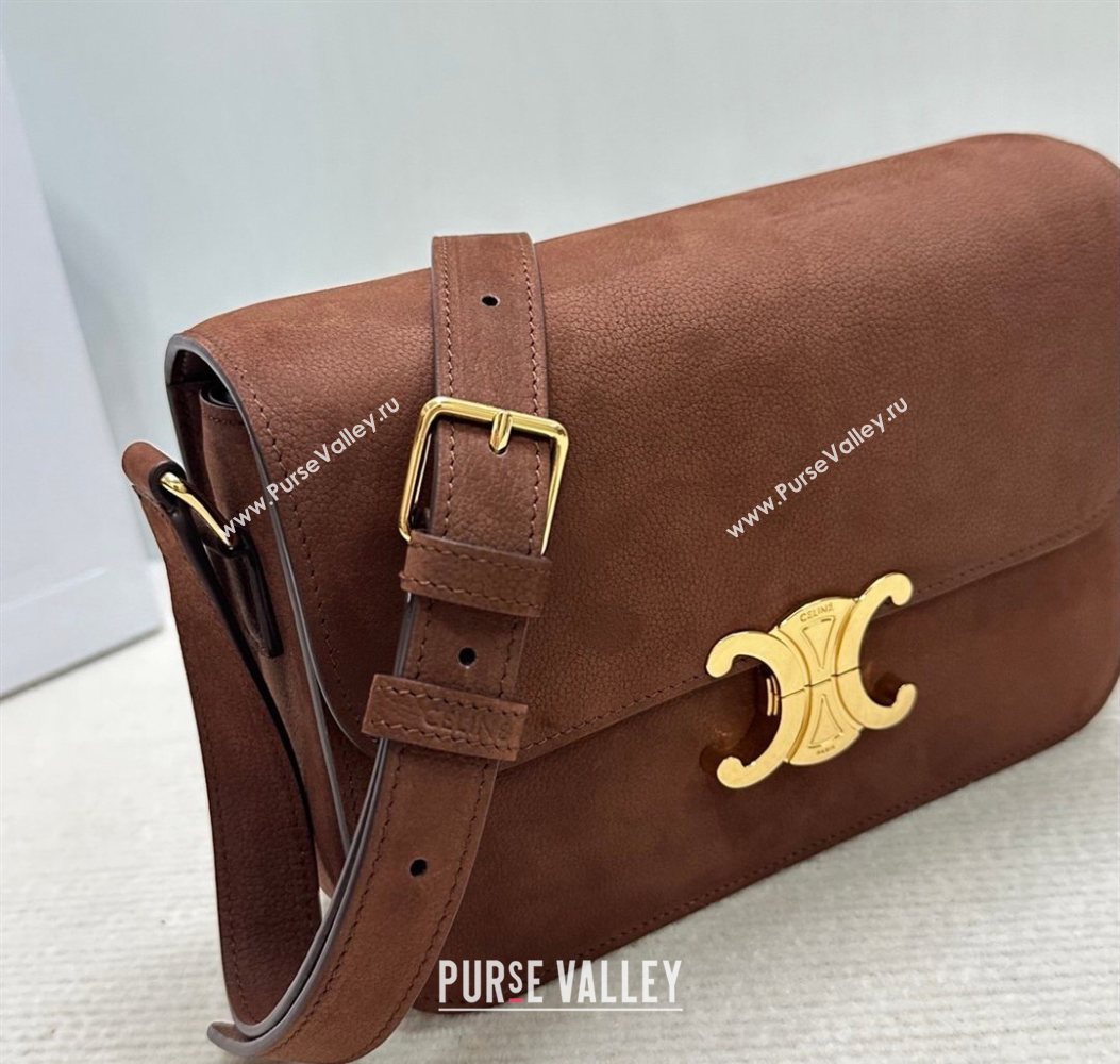 Celine Classique Triomphe Bag in Grained Nubuck Chestnut Brown 187366 2026 (BL-260121035)