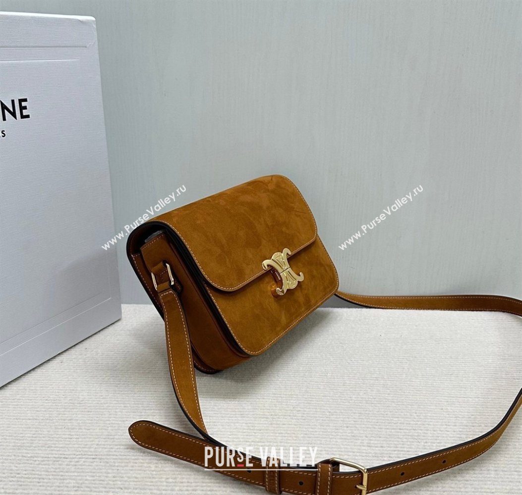 Celine Classique Triomphe Bag in Suede 187366 Camel 2026 (BL-260121036)