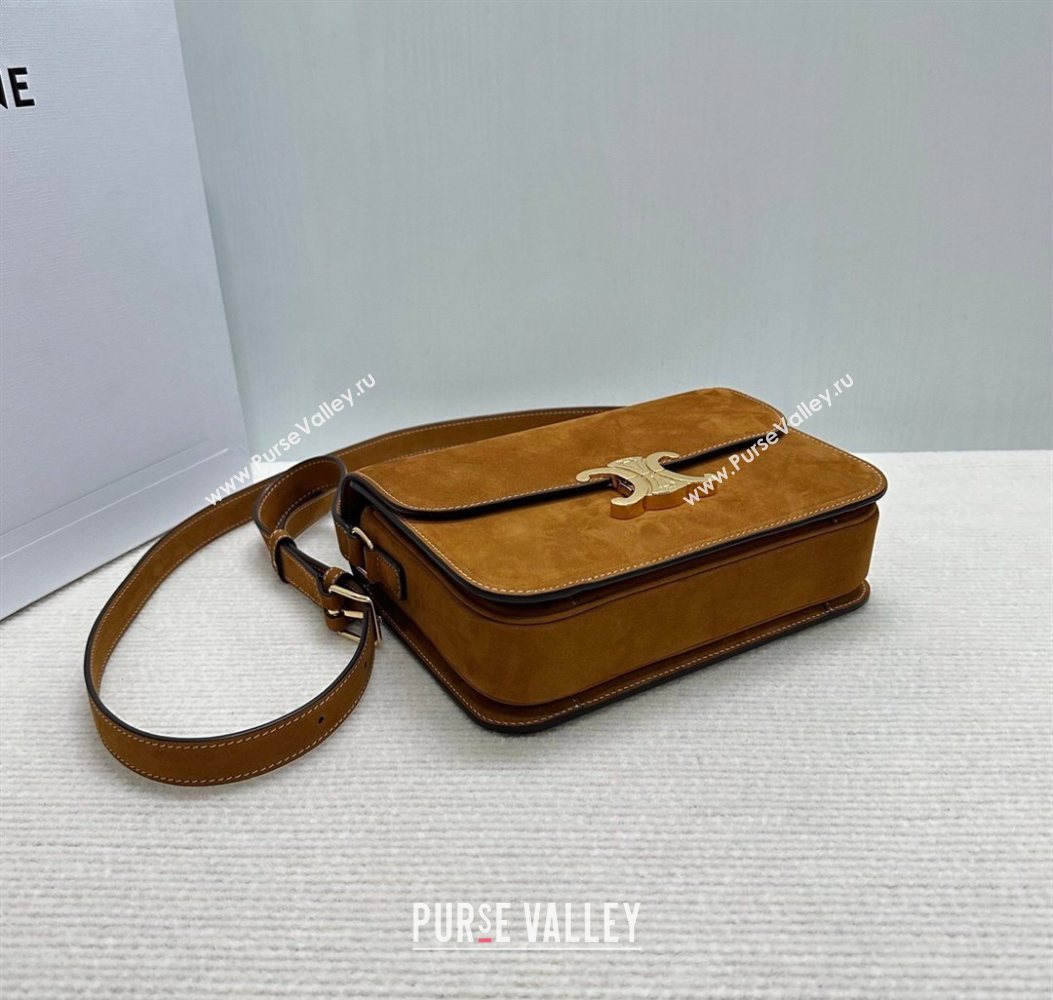 Celine Classique Triomphe Bag in Suede 187366 Camel 2026 (BL-260121036)