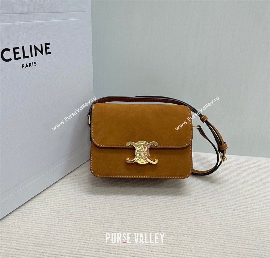 Celine Teen Triomphe Mini Bag in Suede 188423 Camel 2026 (BL-260121016)