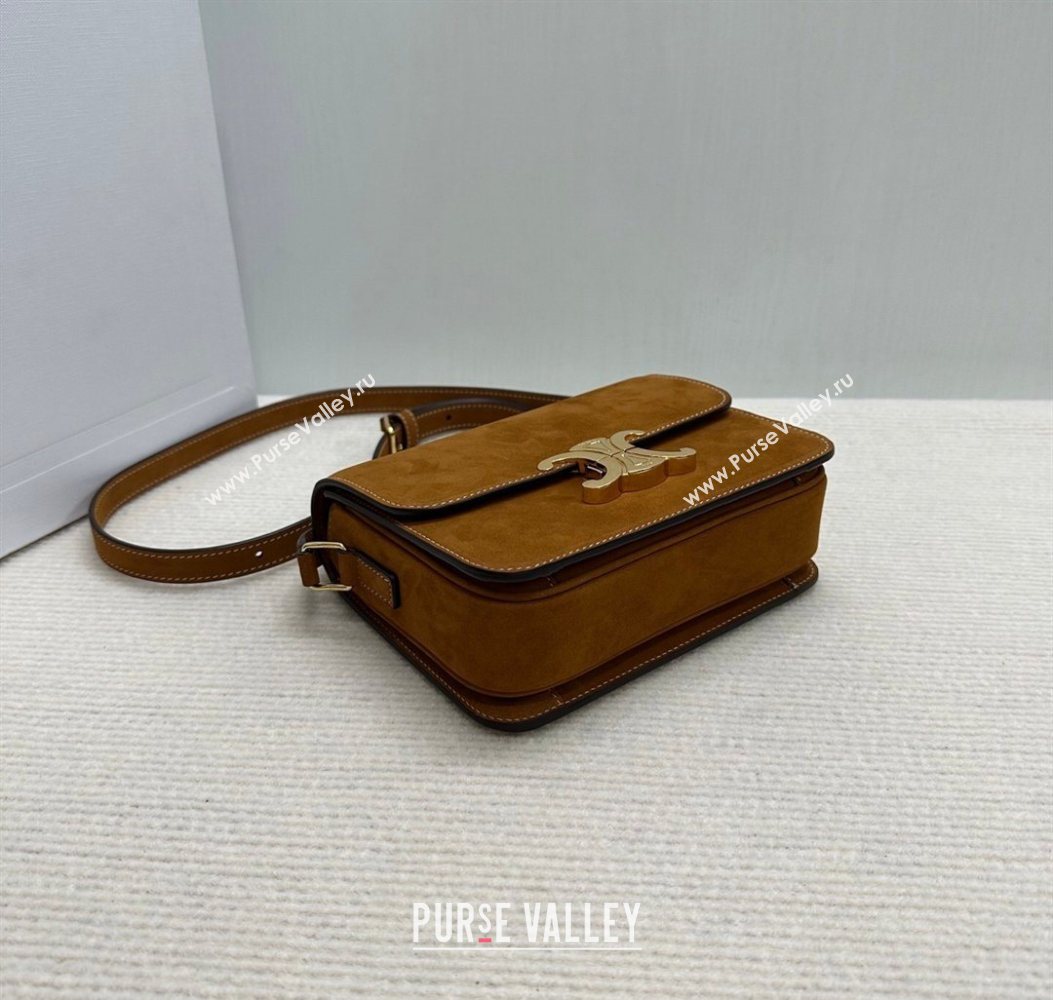 Celine Teen Triomphe Mini Bag in Suede 188423 Camel 2026 (BL-260121016)