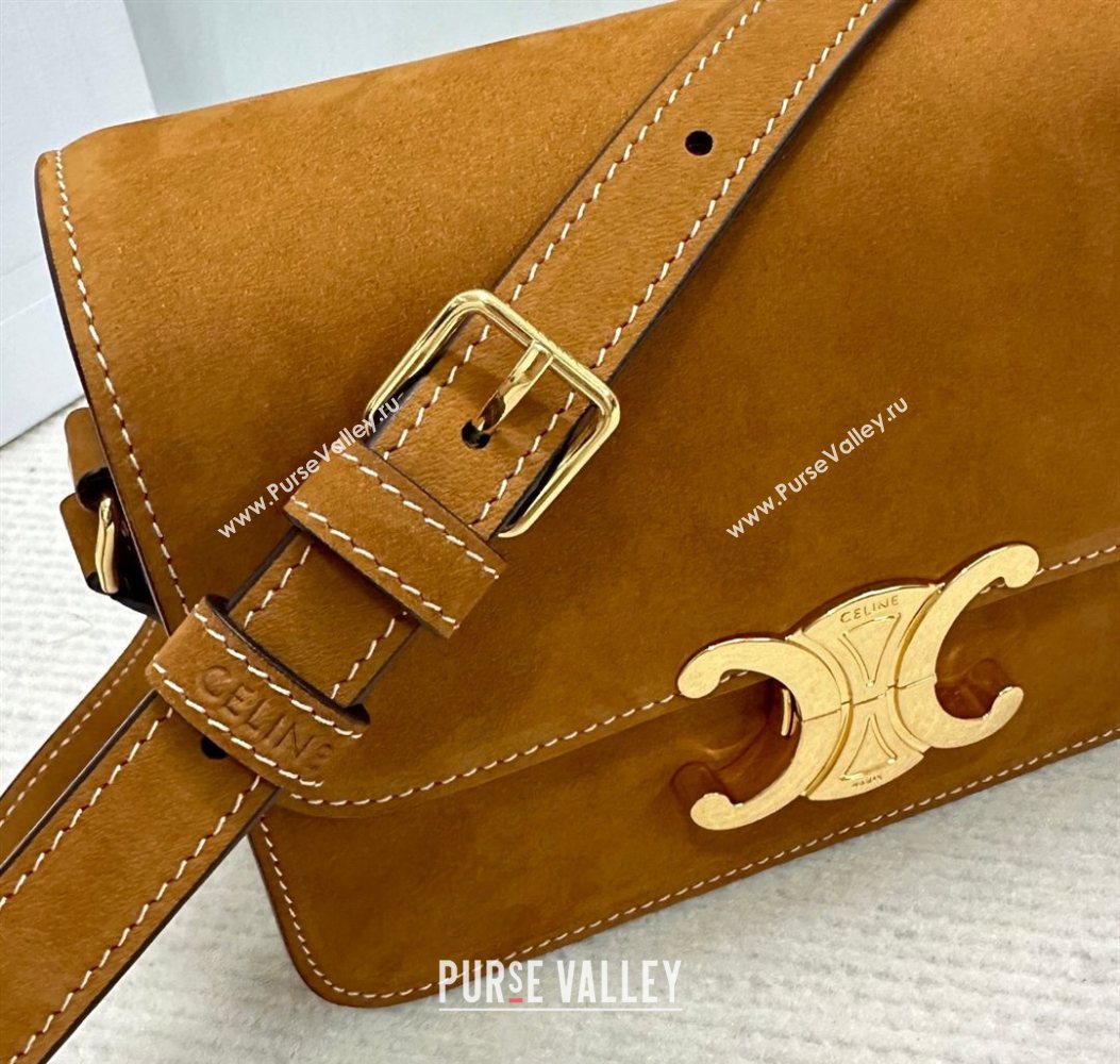 Celine Teen Triomphe Mini Bag in Suede 188423 Camel 2026 (BL-260121016)