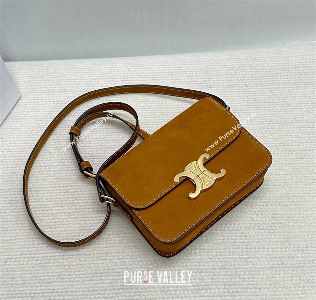 Celine Teen Triomphe Mini Bag in Suede 188423 Camel 2026 (BL-260121016)