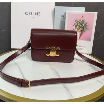 Celine Teen Triomphe Mini Bag in Shiny Calfskin Leather 188423 Burgundy 2026 (BL-260121017)