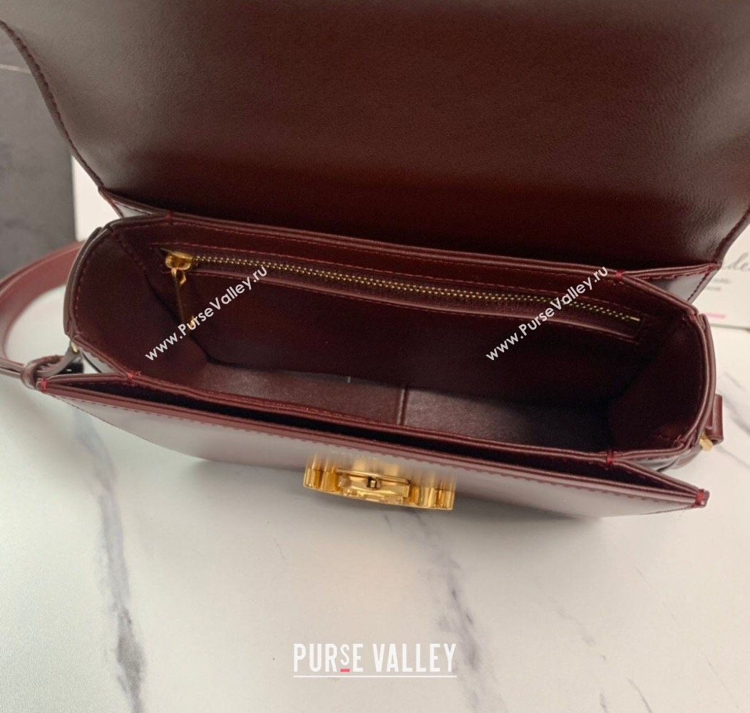 Celine Teen Triomphe Mini Bag in Shiny Calfskin Leather 188423 Burgundy 2026 (BL-260121017)