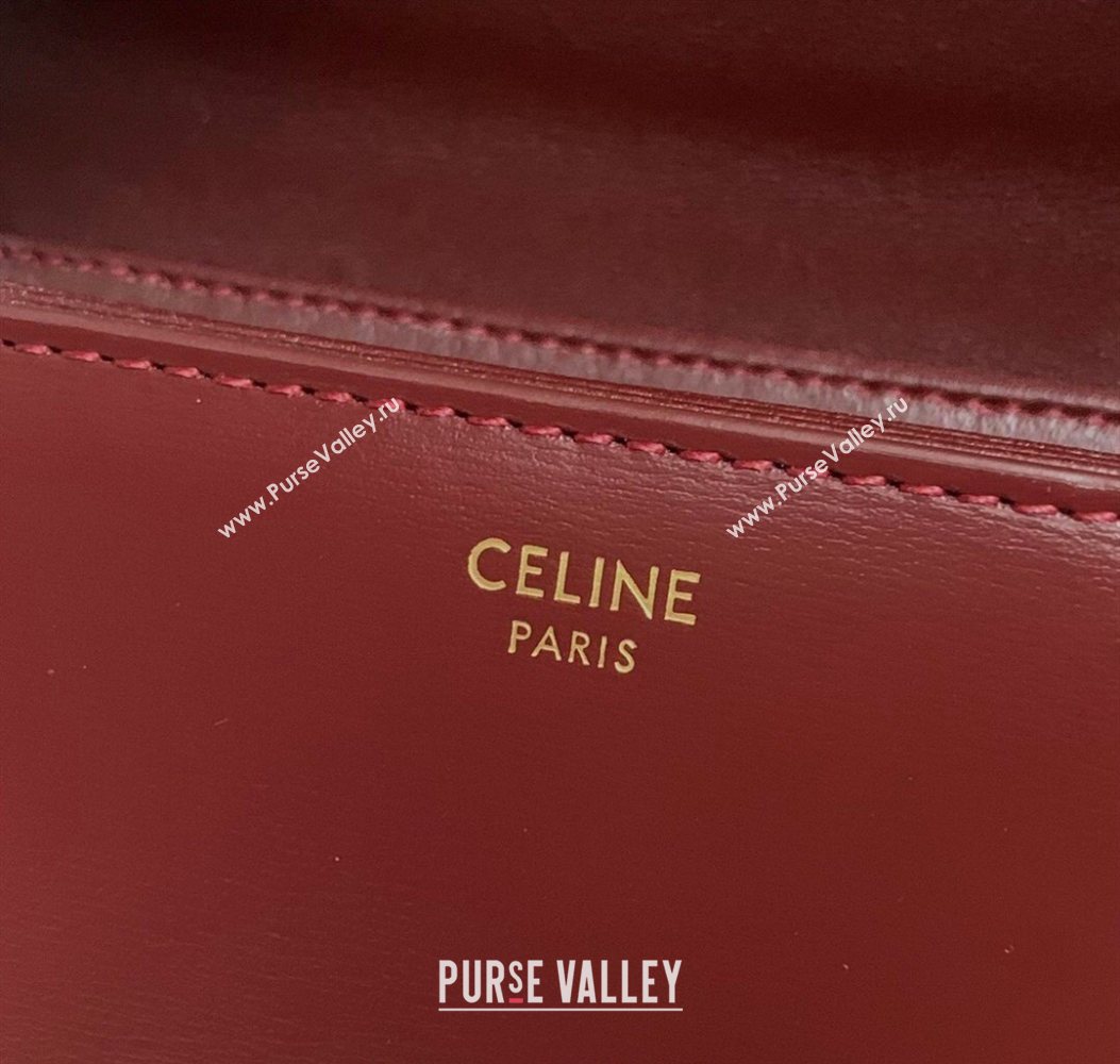 Celine Teen Triomphe Mini Bag in Shiny Calfskin Leather 188423 Burgundy 2026 (BL-260121017)