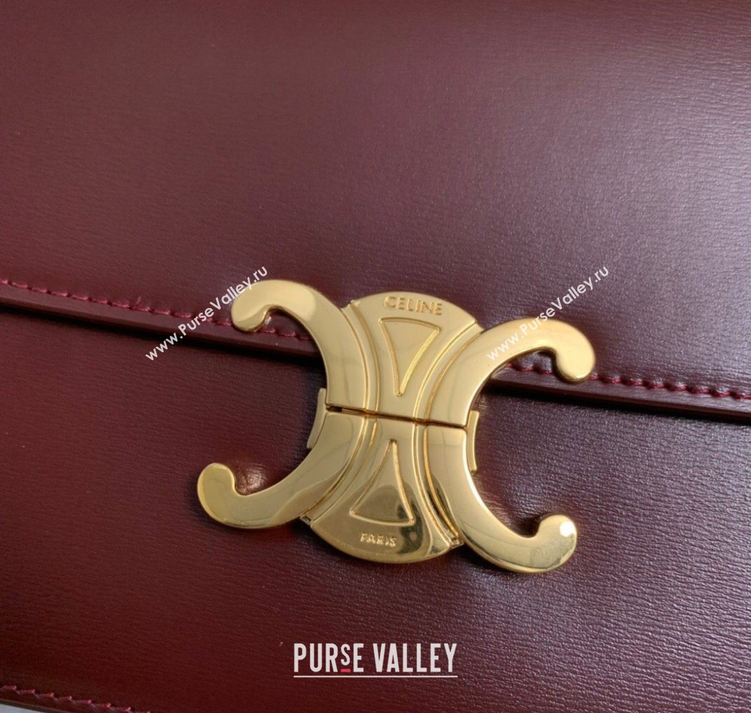 Celine Classique Triomphe Bag in Shiny Calfskin Leather 187366 Burgundy 2026 (BL-260121037)