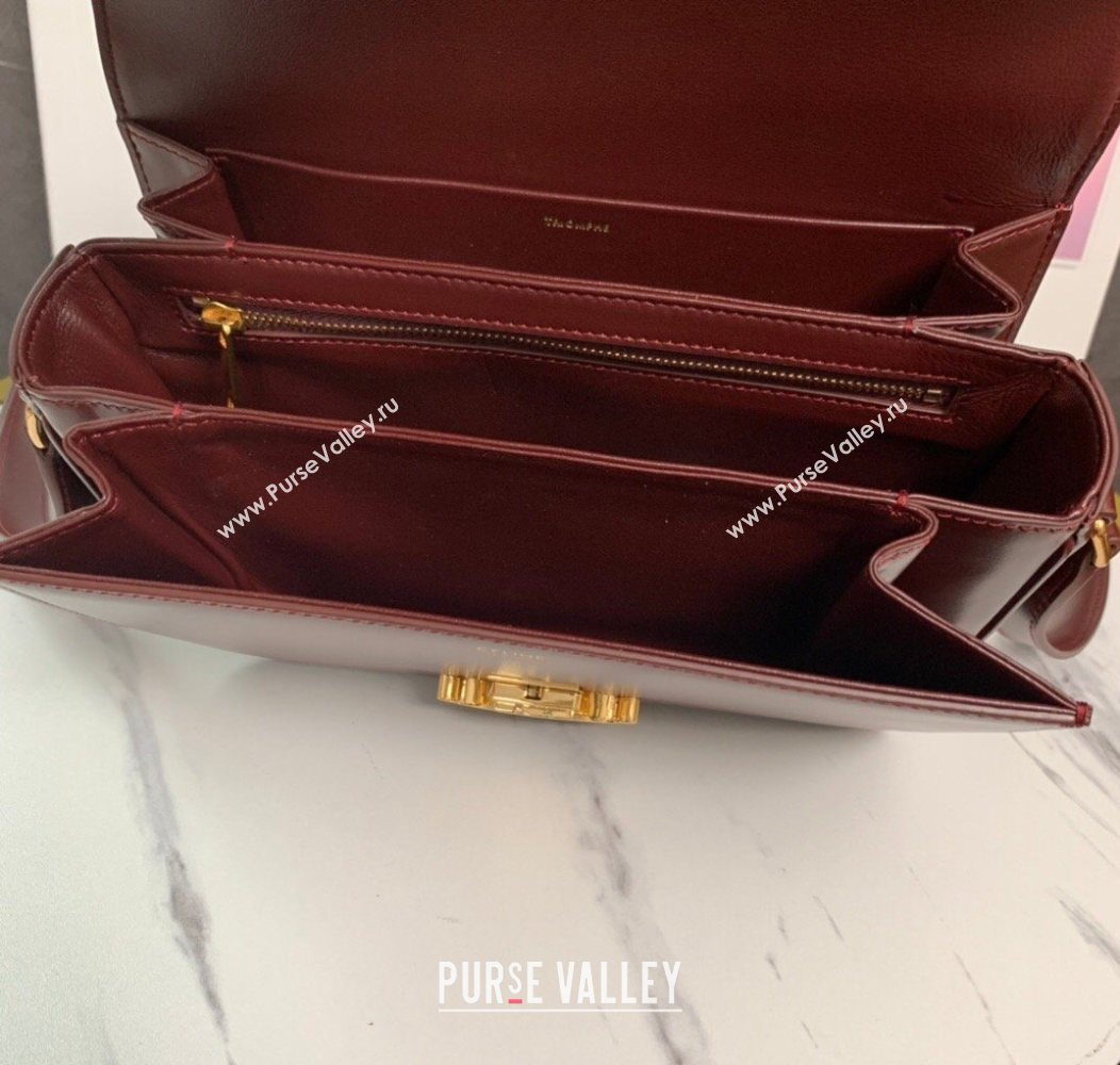 Celine Classique Triomphe Bag in Shiny Calfskin Leather 187366 Burgundy 2026 (BL-260121037)