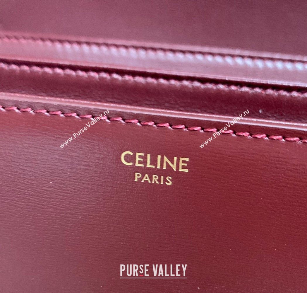 Celine Classique Triomphe Bag in Shiny Calfskin Leather 187366 Burgundy 2026 (BL-260121037)