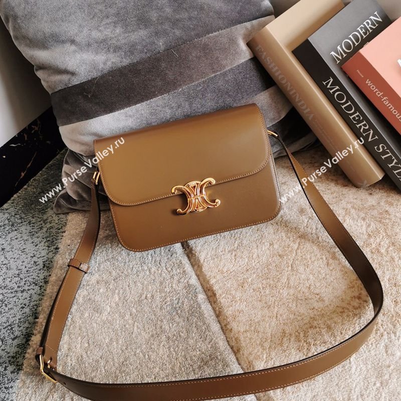 Celine Classique Triomphe Bag in Shiny Calfskin Leather 187366 Caramel 2026 (BL-260121038)